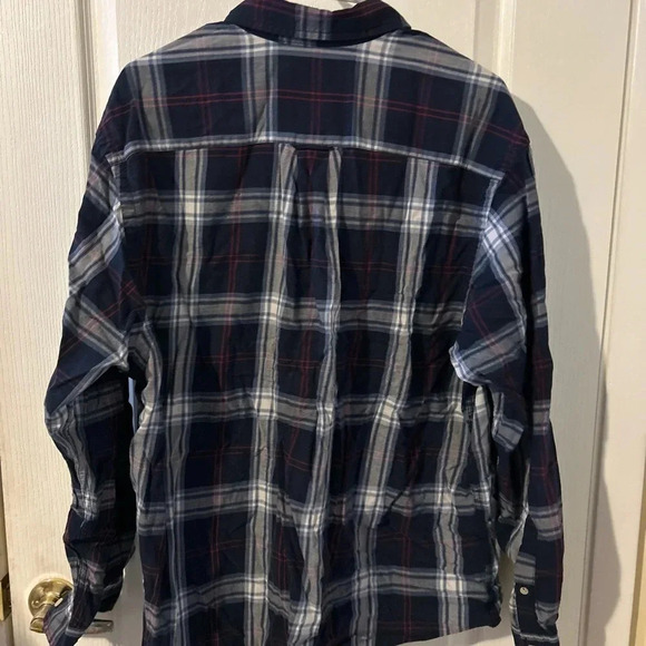 Nautica Blue button up Flannel Shirt Size L EUC - Picture 3 of 3